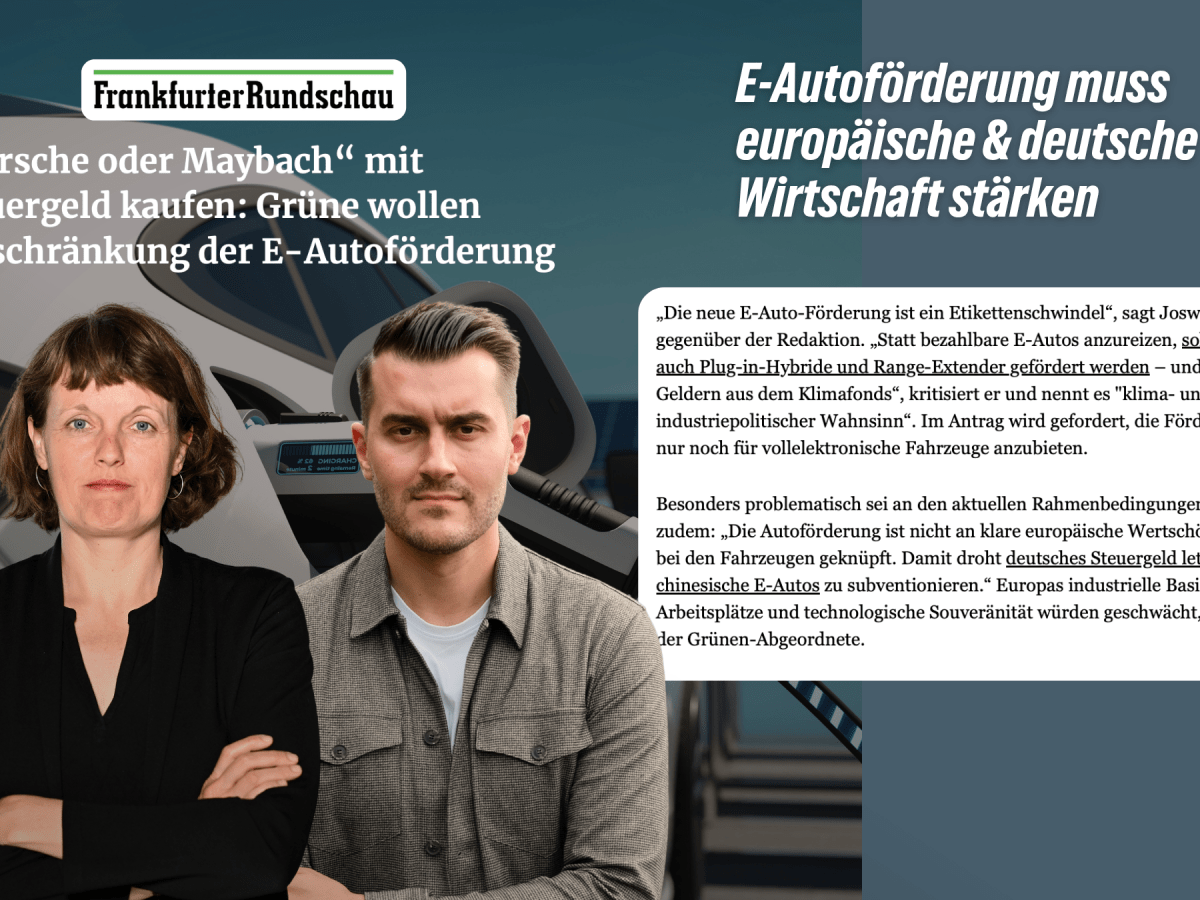 Grüne legen Antrag zur E-Autoförderung&nbsp;vor